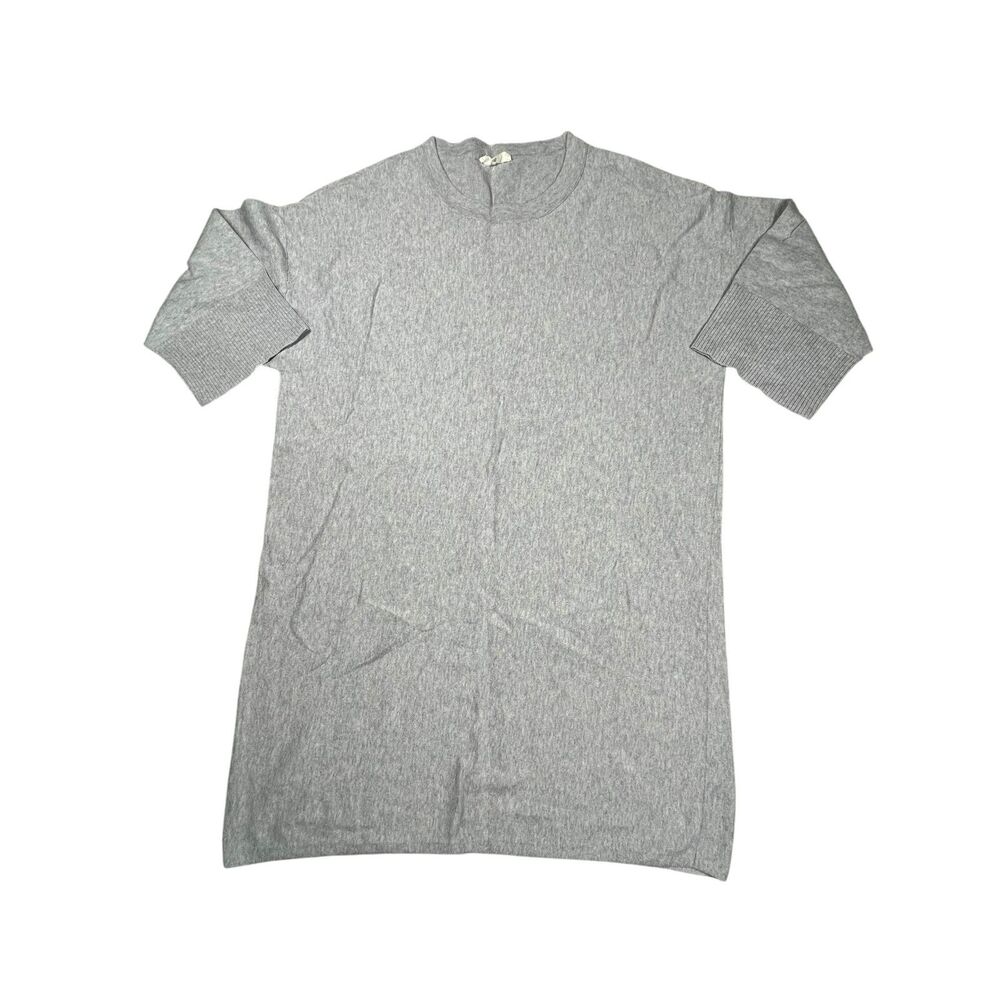 Eileen Fisher Womens L Organic Cotton Tunic Sweater Gray 3/4 Sleeve Minimalist